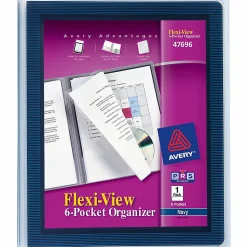 Avery® Flexi-View Organizer, 8-1/2" x 11", 6 Pocket, Navy Blue