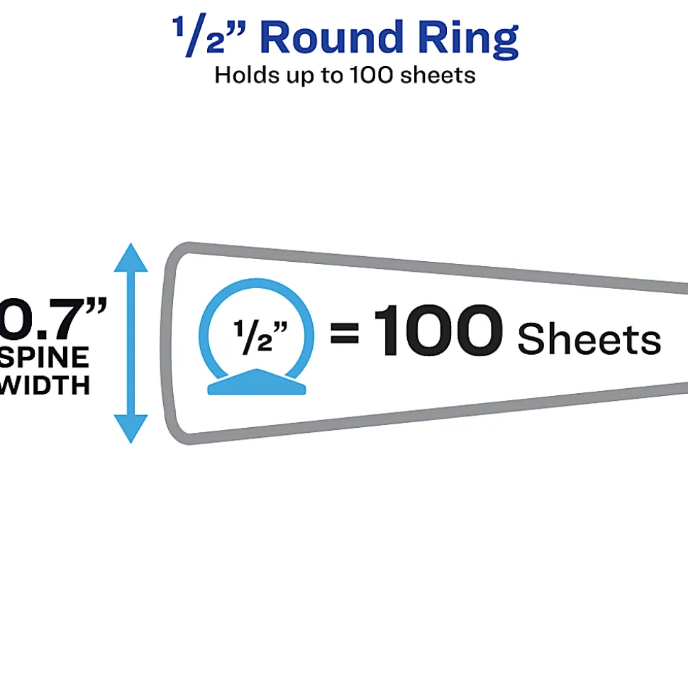 Avery® Flexi-View® 3 Ring Binder, 1/2" Round Rings, Navy Blue, 1 Binder