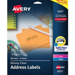 Avery® Glossy Permanent Labels, 6521, Mailing, 1