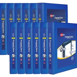 Avery® Heavy-Duty Framed View 3-Ring Binder, 1" One Touch EZD® Rings, Navy Blue, Case Of 12