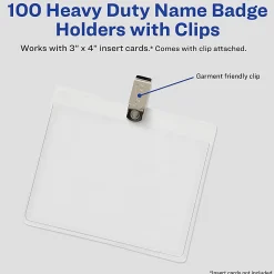 Avery® Heavy Duty Horizontal ID Badge Holders With Clips, 3