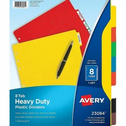 Avery® Heavy-Duty Plastic Dividers, 8-1/2" x 11", 30% Recycled, Set of 8