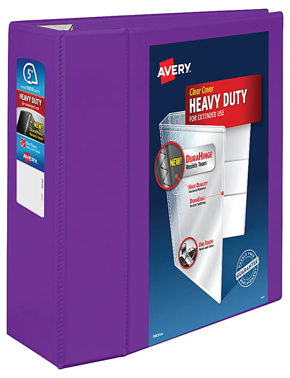 Avery® Heavy-Duty View 3-Ring Binder With Locking One-Touch EZD™ Rings, 5" D-Rings, 38% Recycled, Purple