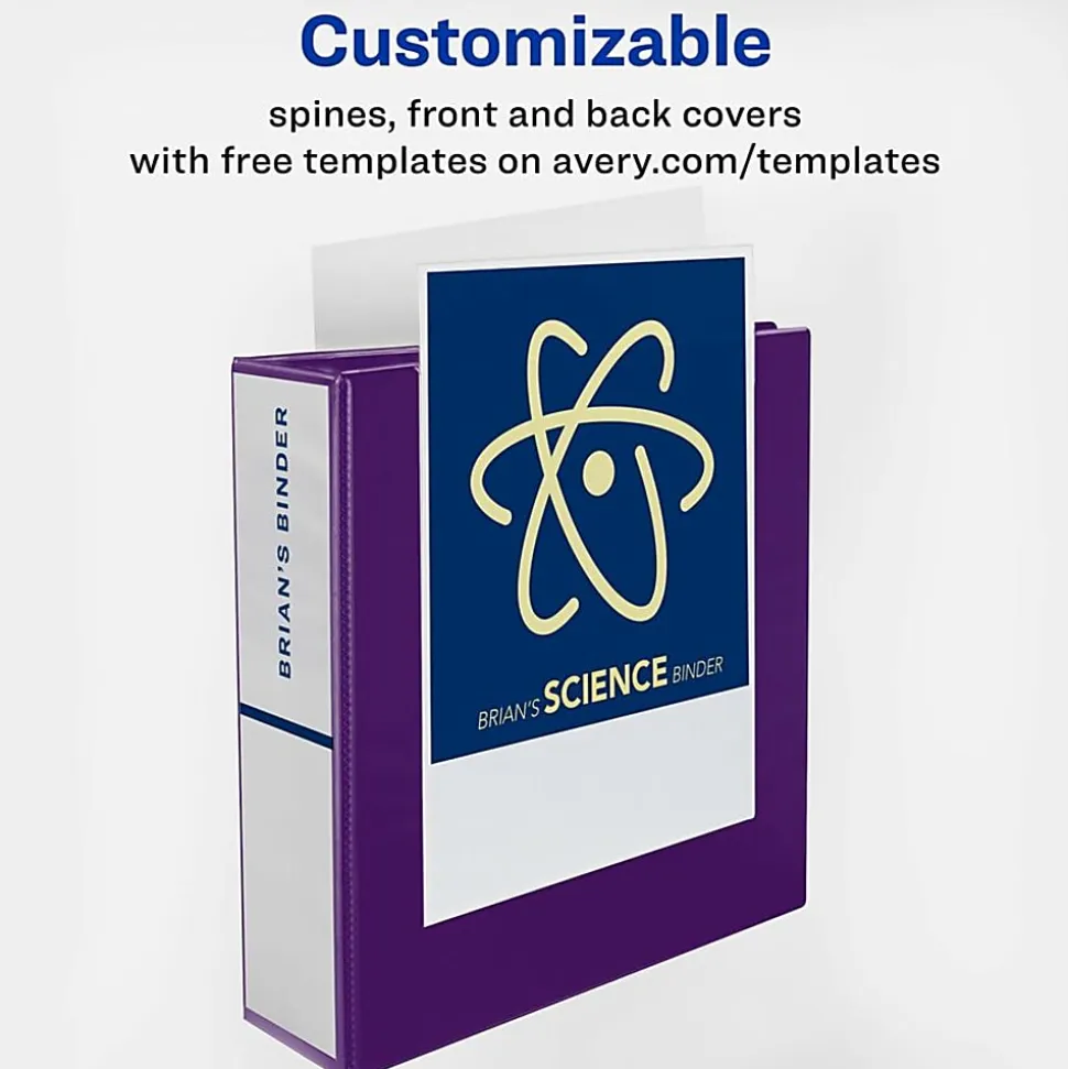 Avery® Heavy-Duty View 3-Ring Binder With Locking One-Touch EZD™ Rings, 5" D-Rings, 38% Recycled, Purple