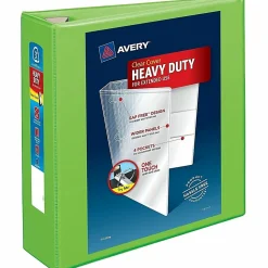 Avery® Heavy-Duty View 3-Ring Binder With Locking One-Touch EZD™ Rings, 3" D-Rings, 39% Recycled, Chartreuse