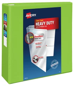 Avery® Heavy-Duty View 3-Ring Binder With Locking One-Touch EZD™ Rings, 4" D-Rings, 43% Recycled, Chartreuse