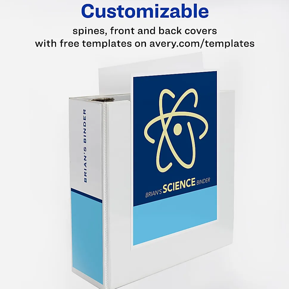 Avery® Heavy-Duty View 3 Ring Binder, 4" One Touch EZD® Rings, White, 1 Binder