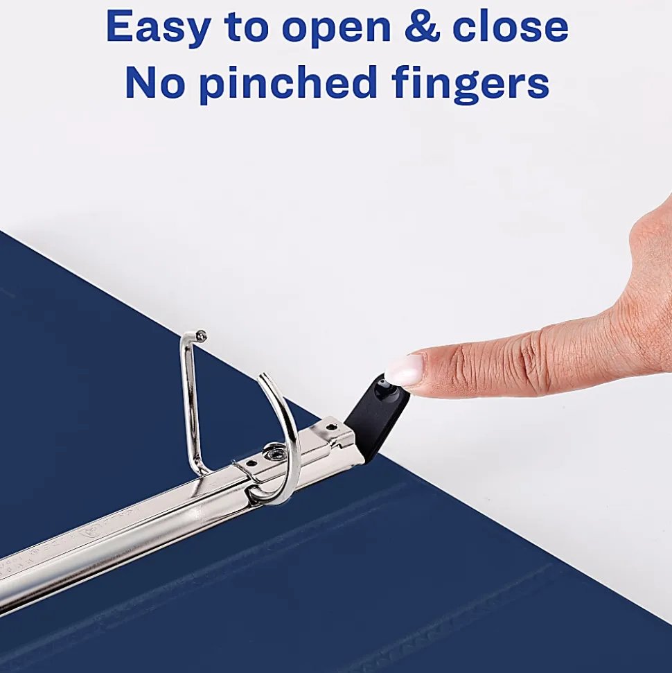 Avery® Heavy-Duty View 3 Ring Binders, 1" One Touch Slant Rings, Navy Blue, Pack Of 4