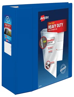 Avery® Heavy-Duty View 3-Ring Binder With Locking One-Touch EZD™ Rings, 5" D-Rings, 38% Recycled, Pacific Blue