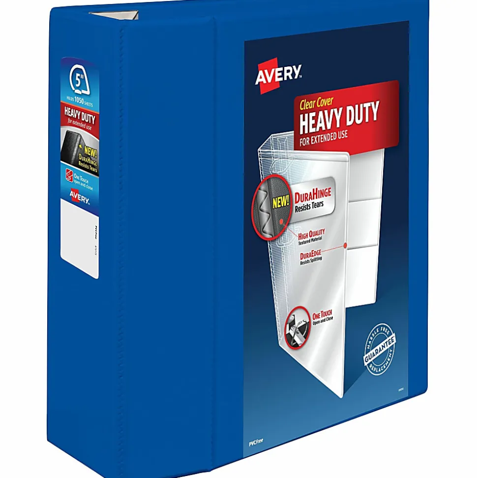 Avery® Heavy-Duty View 3-Ring Binder With Locking One-Touch EZD™ Rings, 5" D-Rings, 38% Recycled, Pacific Blue