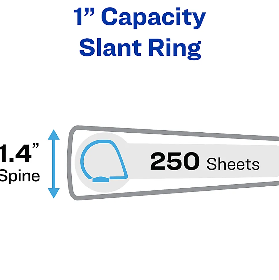 Avery® Heavy-Duty View 3 Ring Binders, 1" One Touch Slant Rings, Black, Pack Of 4
