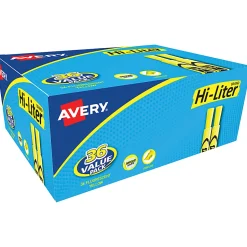 Avery® Hi-Liter® Desk Style Highlighters, Chisel Point, Fluorescent Yellow, Box Of 36