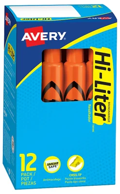 Avery® Hi-Liter® Desk-Style Highlighters, Fluorescent Orange, Box Of 12