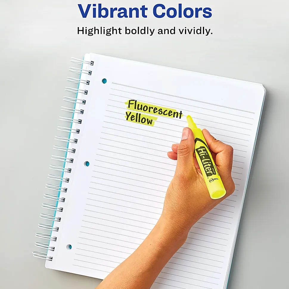 Avery® Hi-Liter® Highlighters, SmearSafe®, Chisel Tip, Desk-Style, Fluorescent Pink, Box Of 12