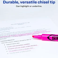 Avery® Hi-Liter® Highlighters, SmearSafe®, Chisel Tip, Desk-Style, Fluorescent Pink, Box Of 12