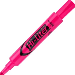 Avery® Hi-Liter® Highlighters, SmearSafe®, Chisel Tip, Desk-Style, Fluorescent Pink, Box Of 12