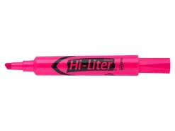 Avery® Hi-Liter® Highlighters, SmearSafe®, Chisel Tip, Desk-Style, Fluorescent Pink, Box Of 12