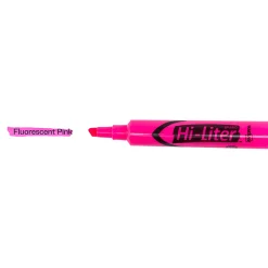 Avery® Hi-Liter® Highlighters, SmearSafe®, Chisel Tip, Desk-Style, Fluorescent Pink, Box Of 12