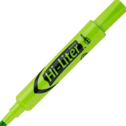 Avery® Hi-Liter® Highlighters, SmearSafe®, Chisel Tip, Desk-Style, Fluorescent Green, Box Of 12