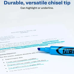 Avery® Hi-Liter® SmearSafe® Highlighters, Chisel Tip, Desk-Style, Fluorescent Blue, Pack Of 12 Highlighters