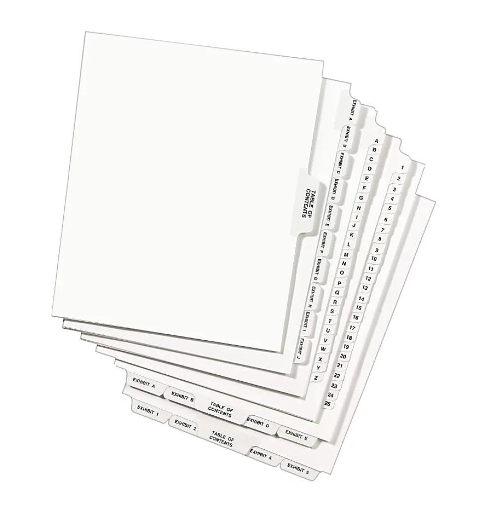 Avery® Individual Legal Dividers Avery® Style, Letter Size, Side Tab #24, White Dividers/White Tabs