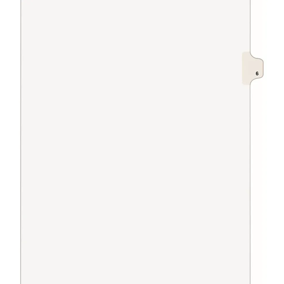 Avery® Individual Legal Dividers Avery® Style, Letter Size, Side Tab #6, Pack Of 25