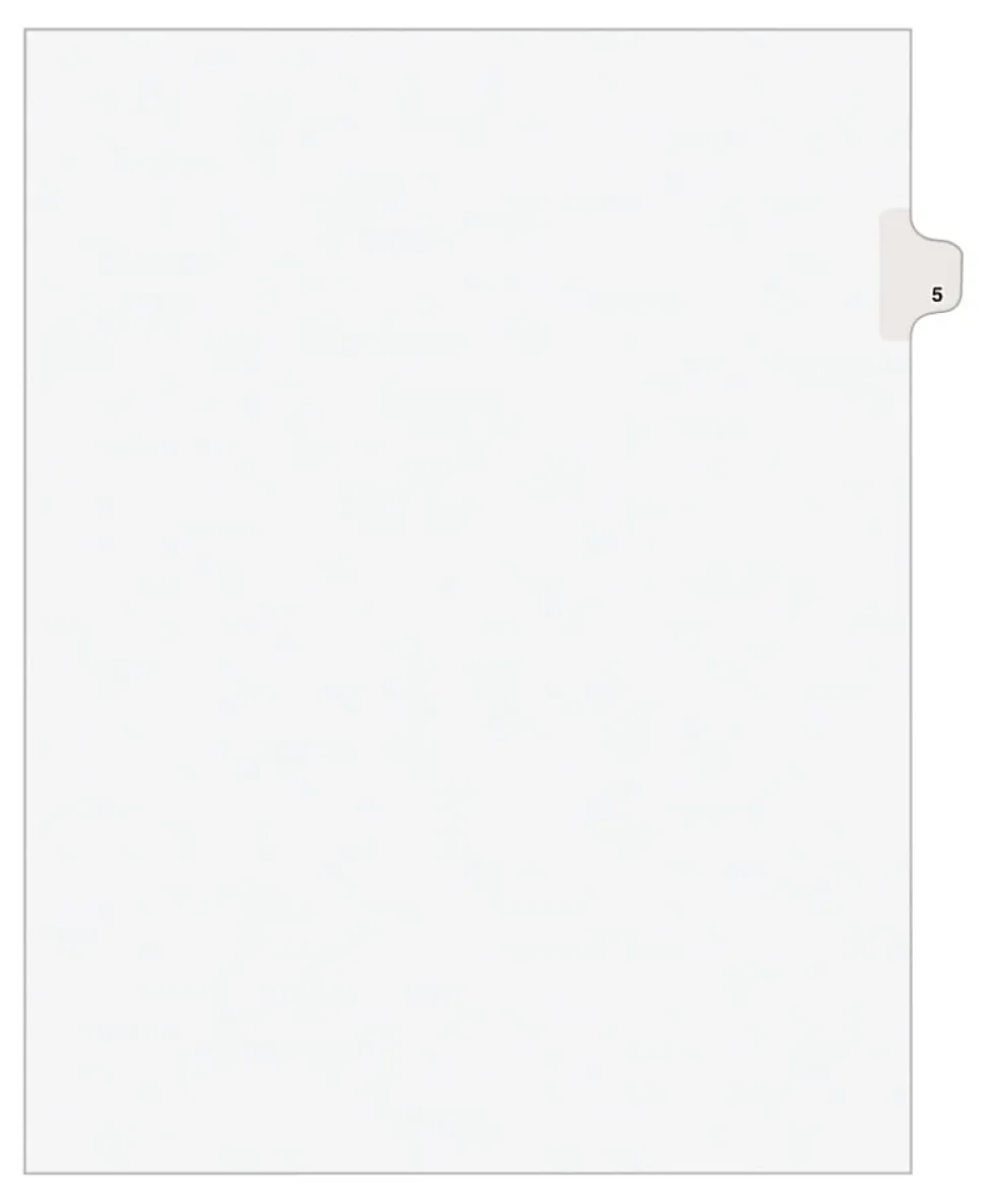 Avery® Individual Legal Exhibit Dividers, Avery® Style, #5, Side Tab, Letter Size, Pack Of 25