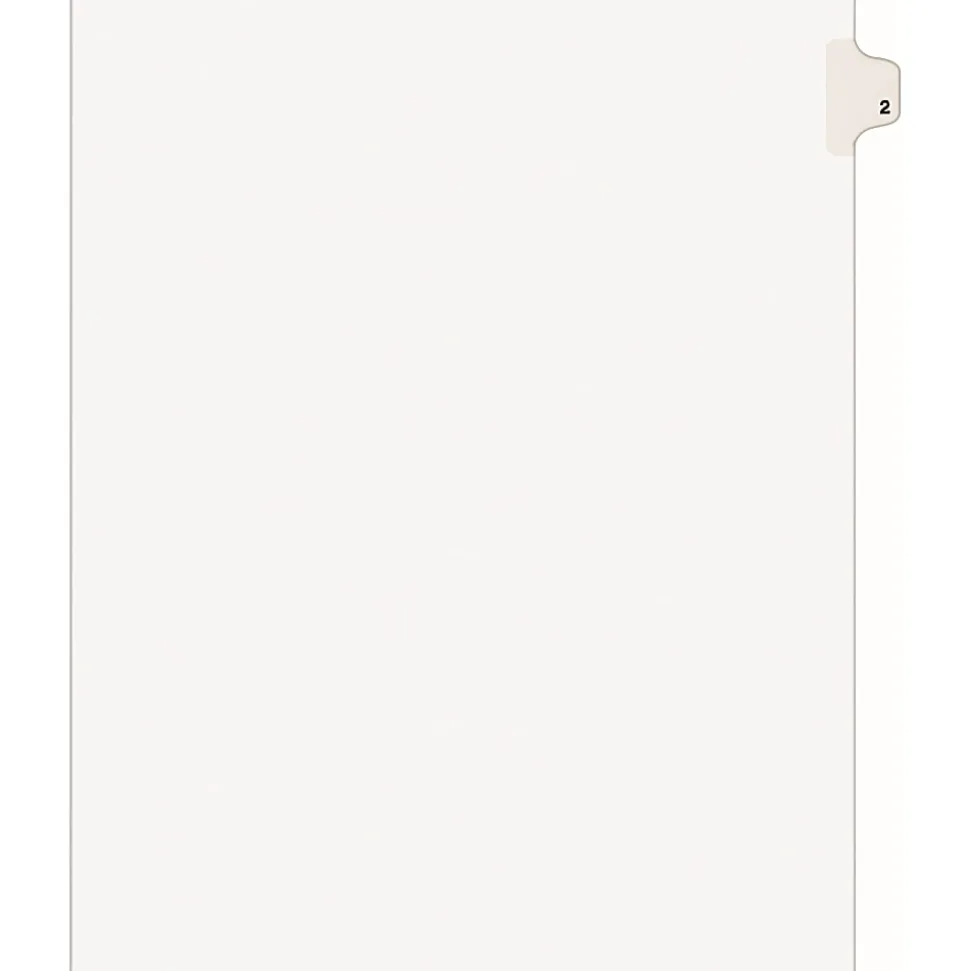 Avery® Individual Legal Exhibit Dividers, Avery® Style, #2, Side Tab, Letter Size, Pack Of 25