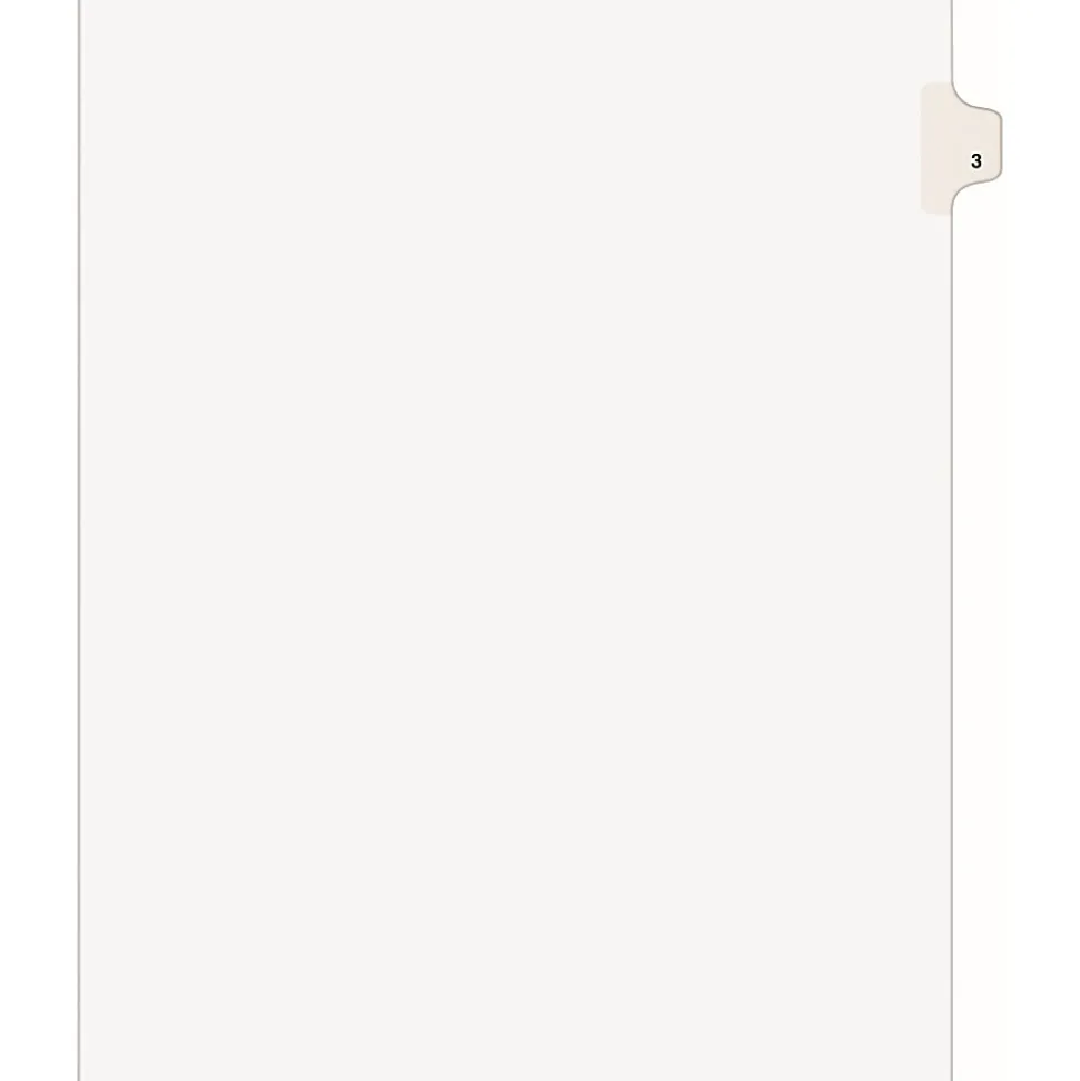 Avery® Individual Legal Exhibit Dividers, Avery® Style, #3, Side Tab, Letter Size, Pack Of 25