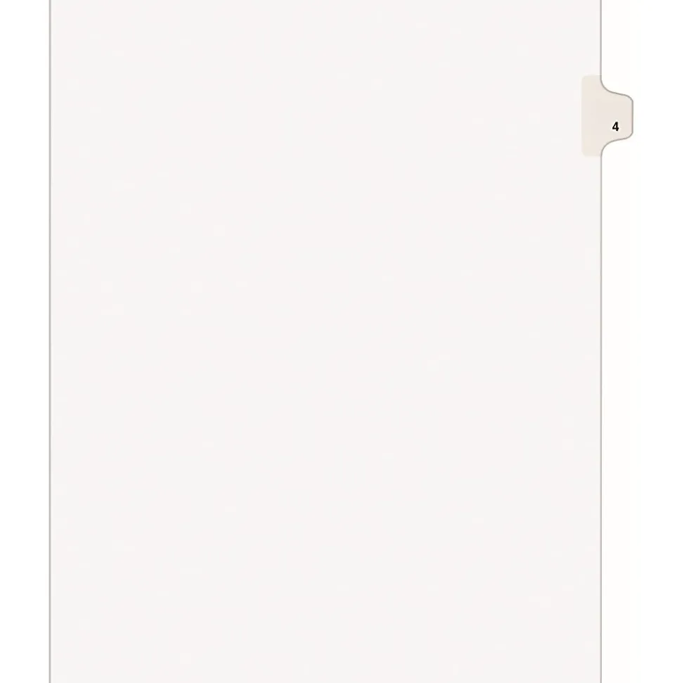 Avery® Individual Legal Exhibit Dividers, Avery® Style, #4, Side Tab, Letter Size, Pack Of 25