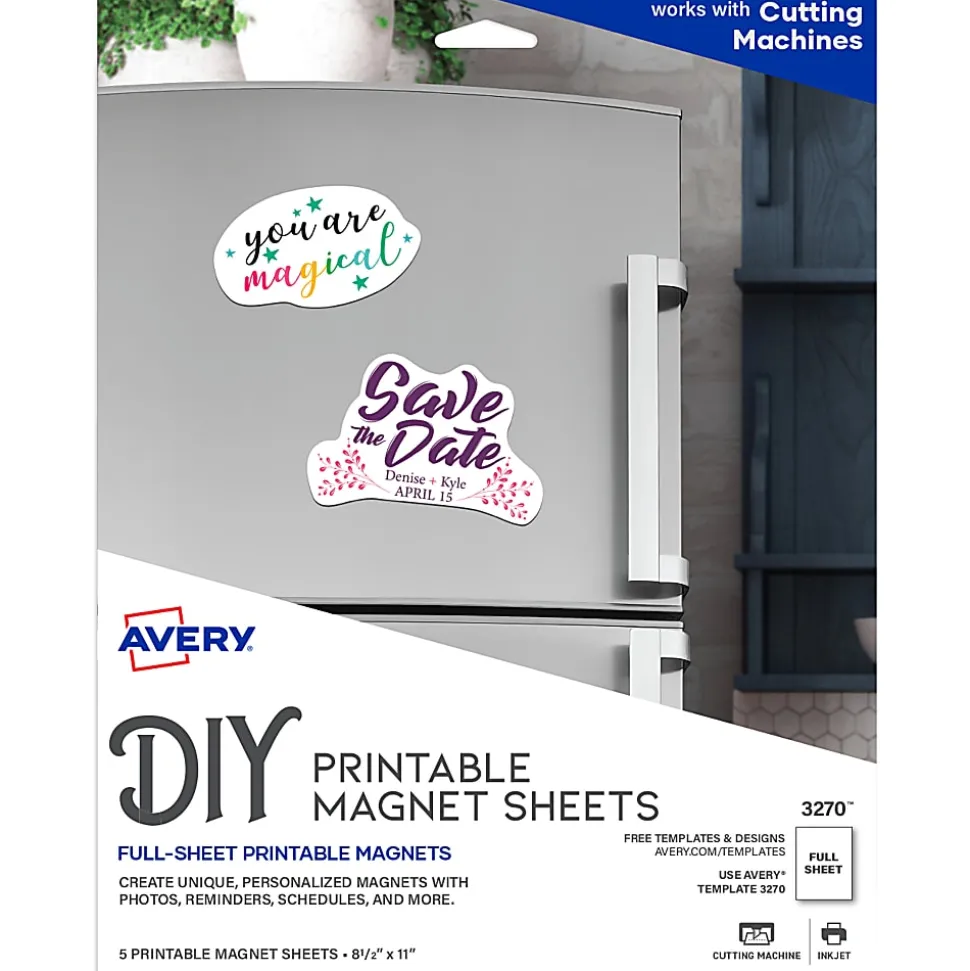 Avery® Inkjet Magnet Sheets, 8 1/2" x 11", Pack Of 5 Sheets
