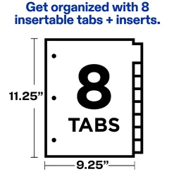 Avery® Insertable Big Tab™ Binder Dividers, 8 Tabs, Pastel Classic Designs