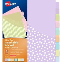 Avery® Insertable Big Tab™ Binder Dividers, 8 Tabs, Pastel Classic Designs