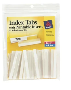 Avery® Insertable Self-Adhesive Index Tabs With Printable Inserts, 2