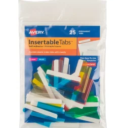 Avery® Insertable Self-Adhesive Index Tabs With Printable Inserts, 1