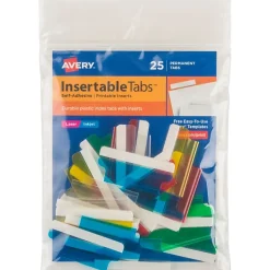 Avery® Insertable Self-Adhesive Index Tabs With Printable Inserts, 1