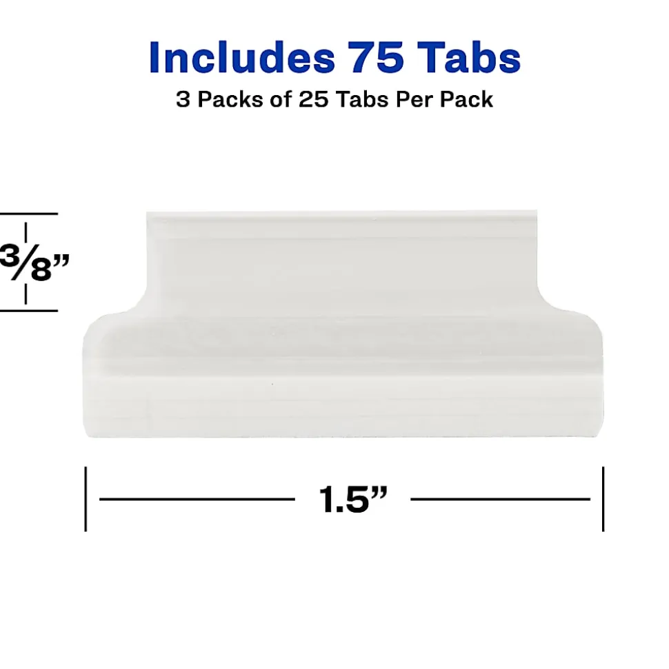 Avery® Insertable Self-Adhesive Index Tabs With Printable Inserts, 1.5", Clear, Pack Of 25