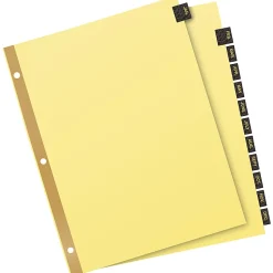 Avery® Jan-Dec Dividers For 3 Ring Binders, 8-1/2" x 11", 12-Tab Set, Pre-Printed Black Leatherette Tabs, 1 Binder Divider Set (11351)