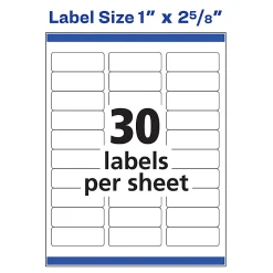 Avery® Laser Address Labels With Sure Feed® Technology, 45160, 1" x 2 5/8", White, Pack Of 7,500