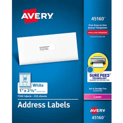 Avery® Laser Address Labels With Sure Feed® Technology, 45160, 1