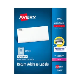 Avery® Laser Address Labels With Sure Feed® Technology, Return, AVE5967, 1/2