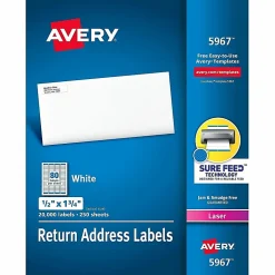 Avery® Laser Address Labels With Sure Feed® Technology, Return, AVE5967, 1/2