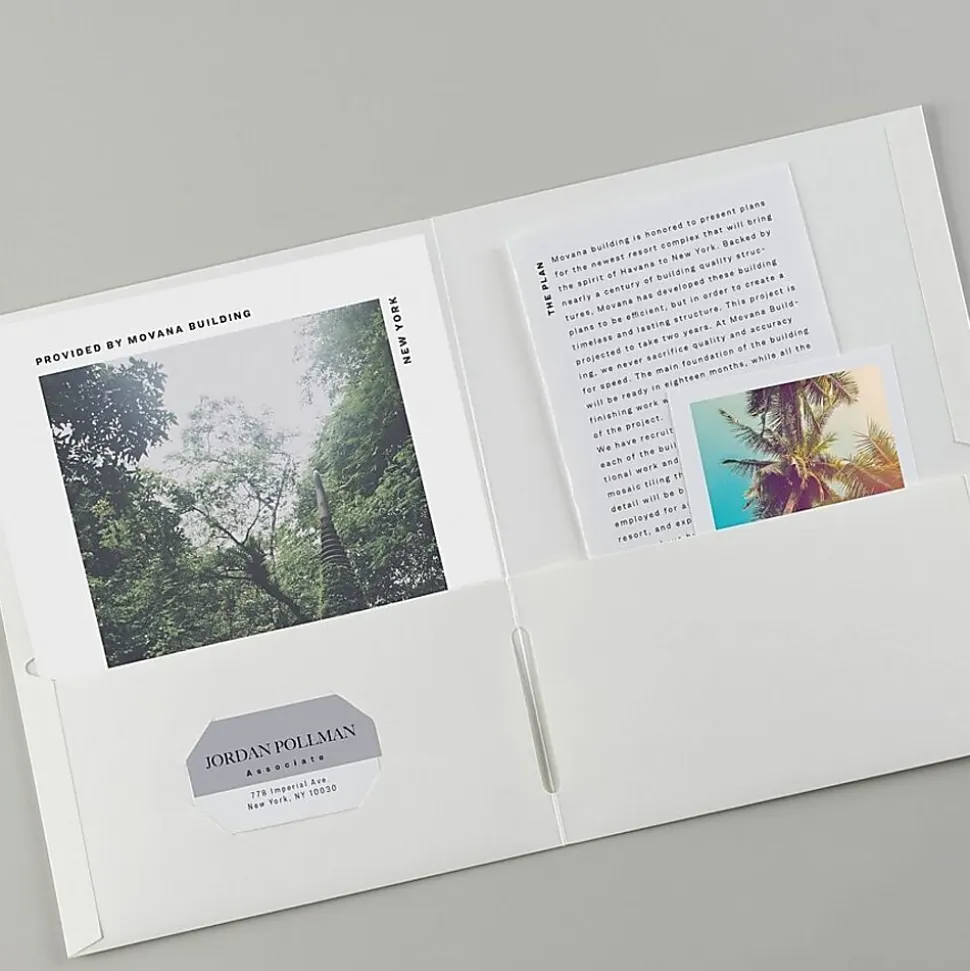 Avery® Letter Pocket Folder - 8 1/2" x 11" - 40 Sheets Capacity - 2 Internal Pocket - Embossed Paper - White - Embossed - 25/Box - 5 / Carton