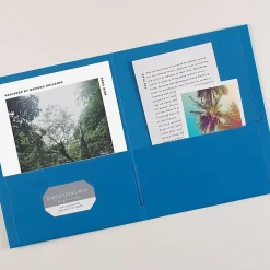 Avery® Letter Pocket Folder - 8 1/2" x 11" - 40 Sheets Capacity - 2 Internal Pocket - Light Blue - Embossed - 25/Box - 5 / Carton
