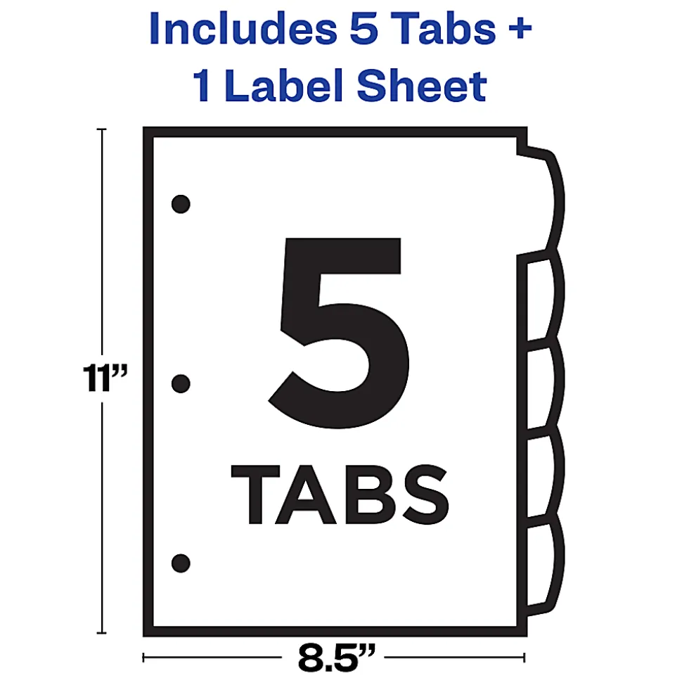Avery® Luxe Collection Big Tab™ Fashion Dividers For 3-Ring Binders, 5 Tab Set, Holographic Confetti Pattern, 1 Set