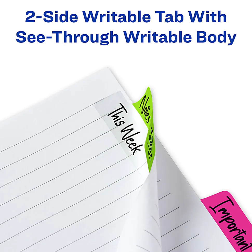 Avery® Margin Ultra Tabs®, 2-Side Writable, 2.5" x 1", Assorted Neon Colors, Pack Of 24 Repositionable Tabs