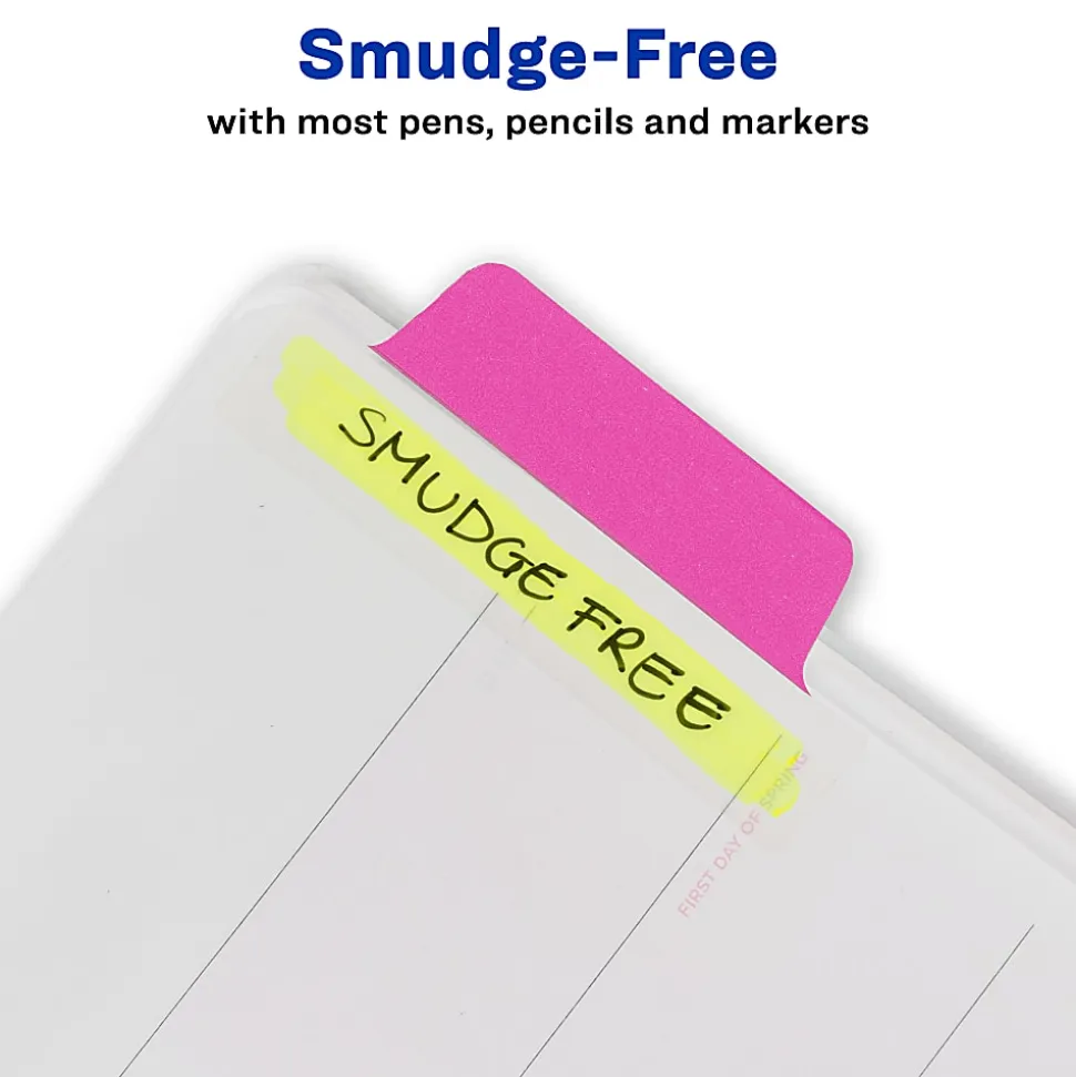 Avery® Margin Ultra Tabs®, 2-Side Writable, 2.5" x 1", Assorted Neon Colors, Pack Of 24 Repositionable Tabs