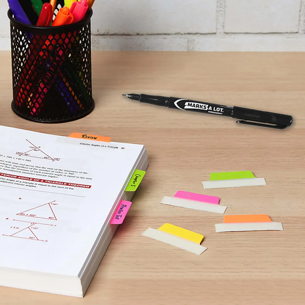 Avery® Margin Ultra Tabs®, 2-Side Writable, 2.5" x 1", Assorted Neon Colors, Pack Of 24 Repositionable Tabs