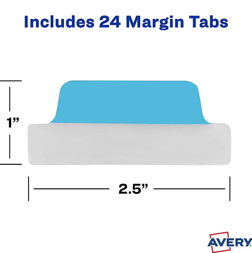 Avery® Margin Ultra Tabs®, 2.5" x 1", Assorted Primary, Set Of 24 Repositionable Tabs