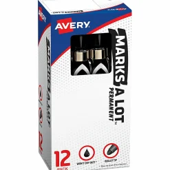Avery® Marks-A-Lot® Bullet-Tip Permanent Markers, Black, 12/Pack